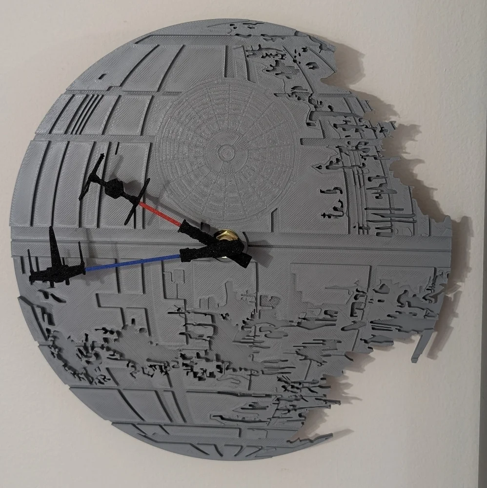 3D Death Star II wall or desk clock. The stand features an AT-AT walker. Unique - Picture 1 of 4